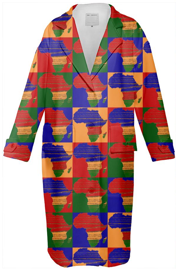 African Print Trench Coat
