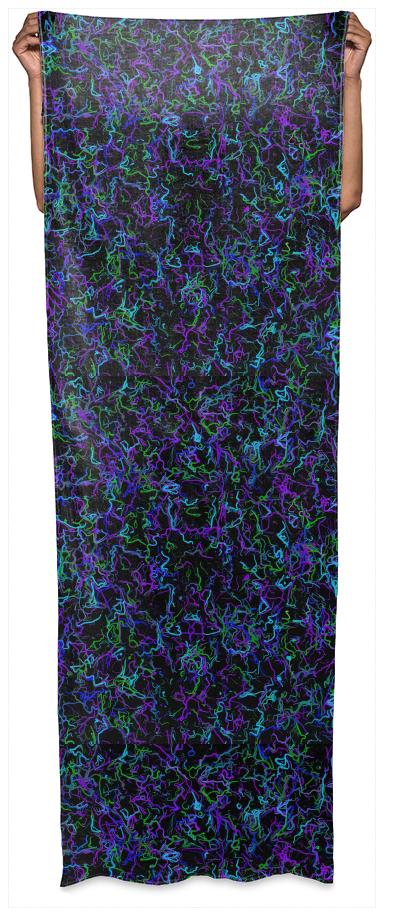 Neon purple blue green and black 4745 wrap scarf