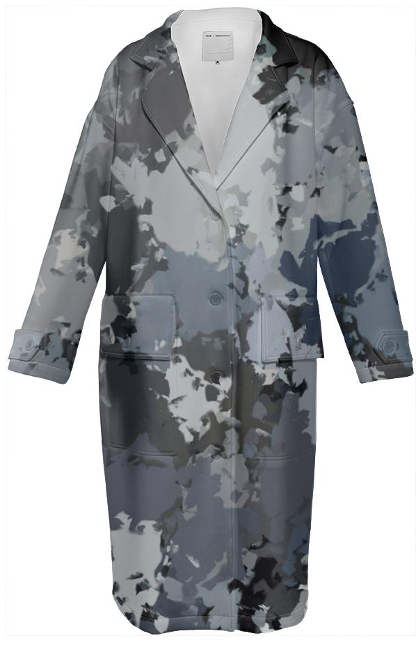 Shades of gray paint splatter trench coat