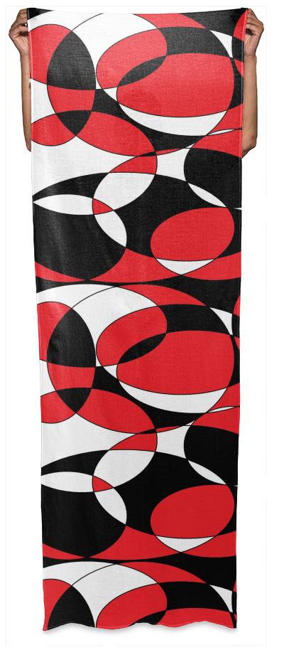 Black white and red wrap scarf