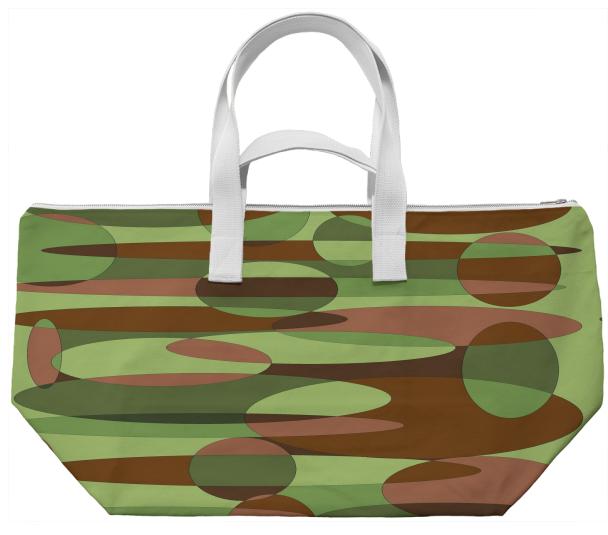 Trendy Green and Brown Camouflage Spheres weekend bag