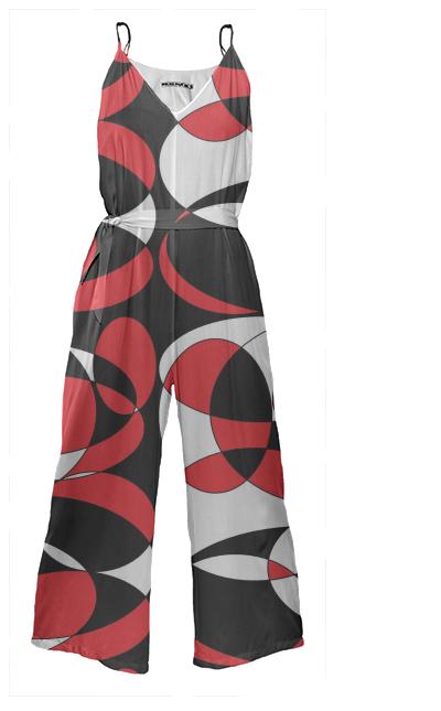 Black white and red elliptical jumpsuit