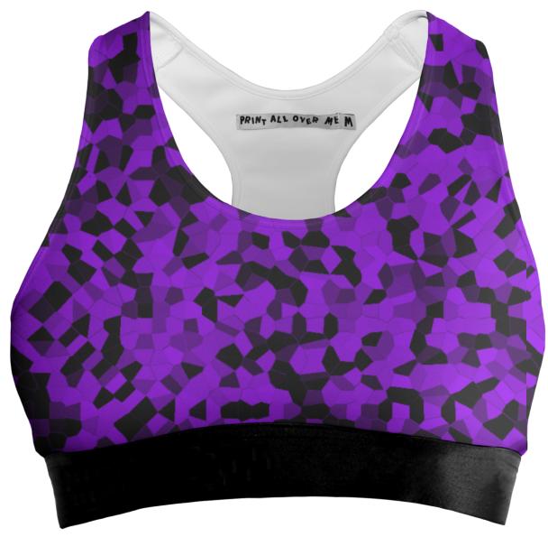 Black and purple chalk sports bra