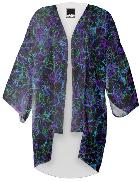 Neon purple blue green and black 4745 Kimono