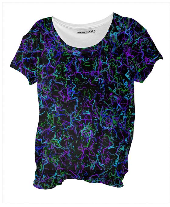 Neon purple blue green and black 4745 Drape Shirt