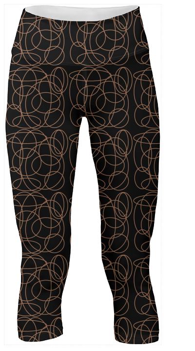 Black and brown doodles yoga pants