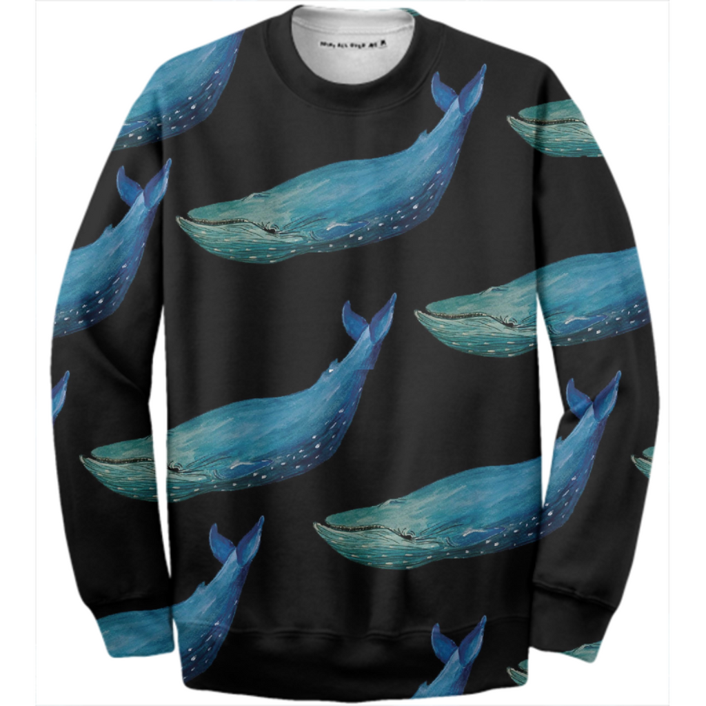 Whale on Black Sweatshirt StitchPrism