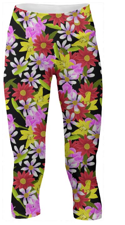 Painted Flowers Yoga Pants