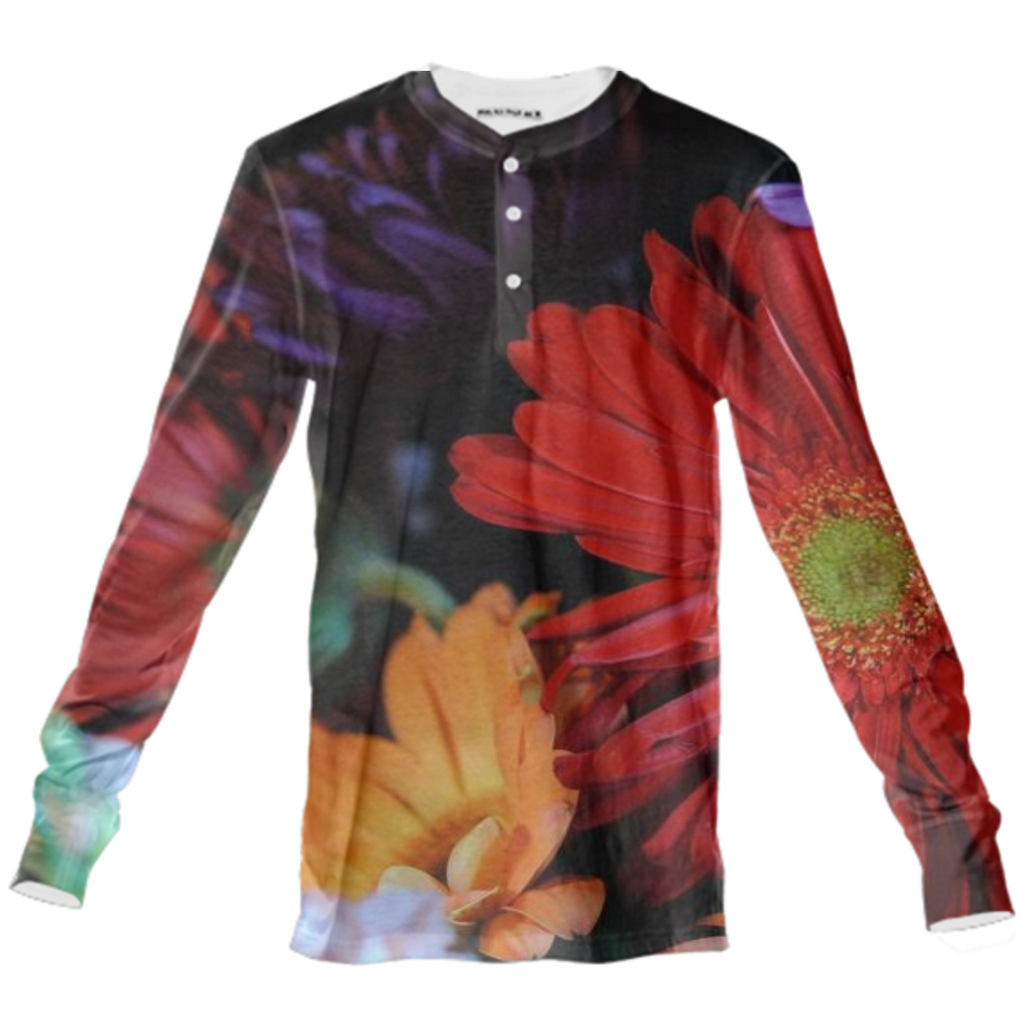 Mixed Flower Henley Shirt