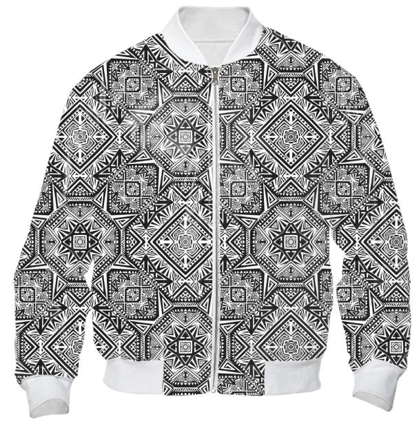 PRINT BINT Monochrome Graphic Persiana Bomber