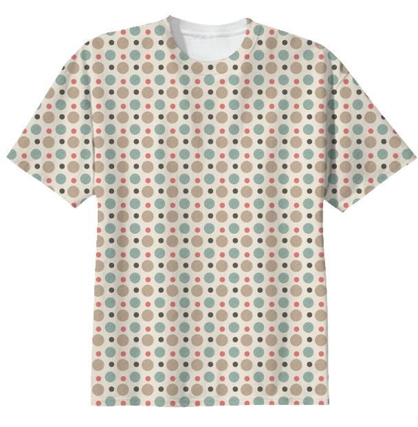 Unisex T Shirt Dots in Coral Sage 1