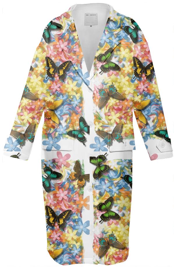 butterfly print trench