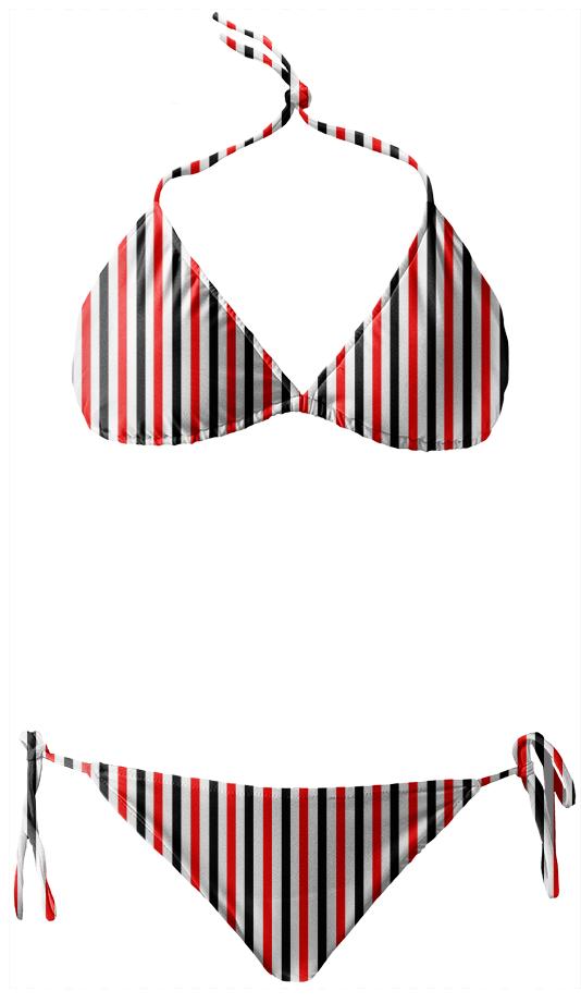 Black And Red Stripe Bikini