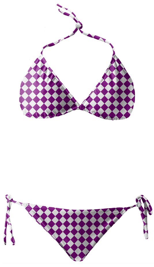 Purple And White Diamonds Bikini