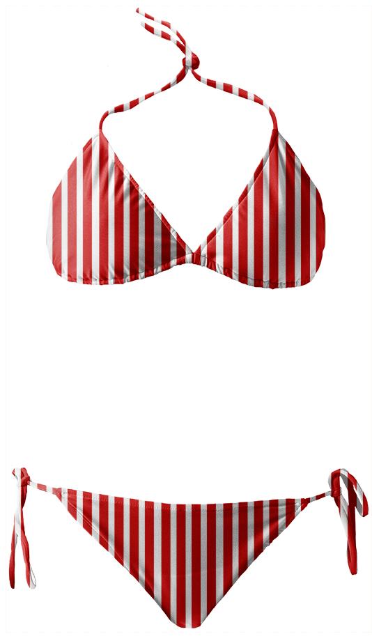 Red Candy Stripe Bikini