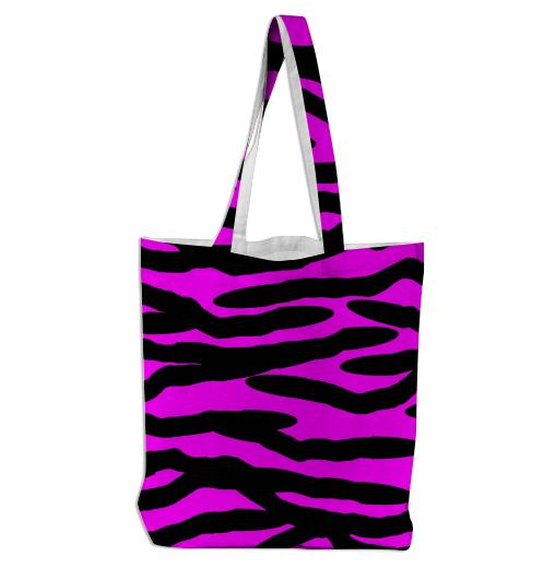Cerise Pink Zebra Stripe Tote Bag