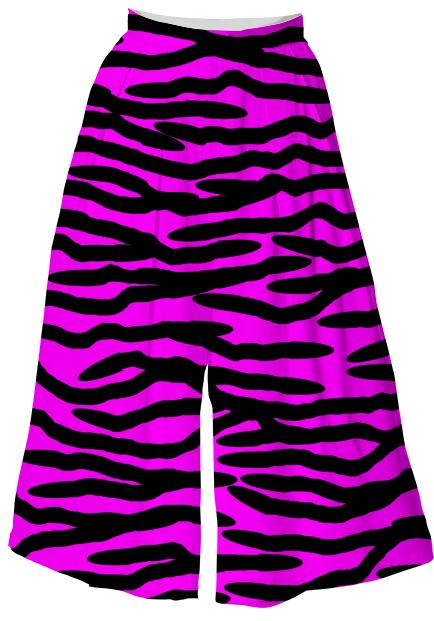 Cerise Pink Zebra Stripe Culotte Pants