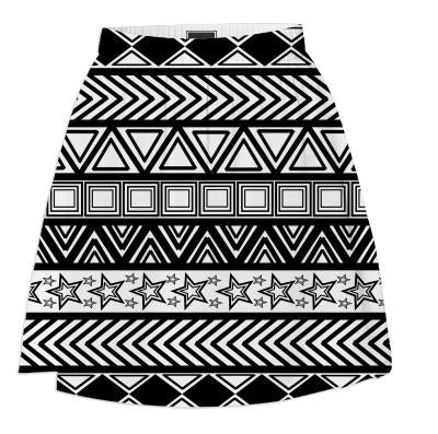 Black And White Tribal Art Skirt