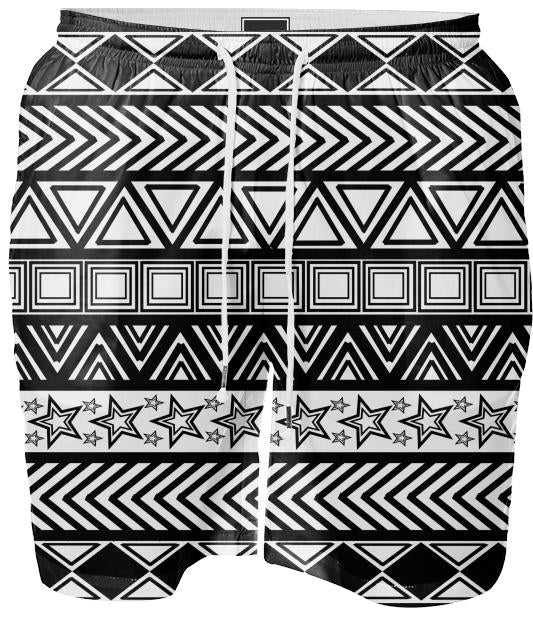 Black And White Tribal Art Swimshorts