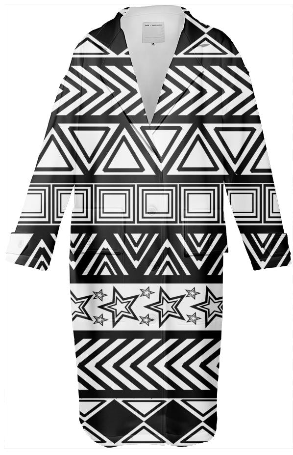 Black And White Tribal Art Coat