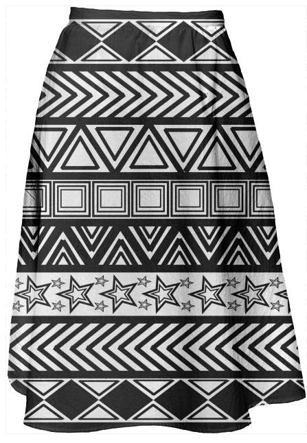 Black And White Tribal Art Skirt