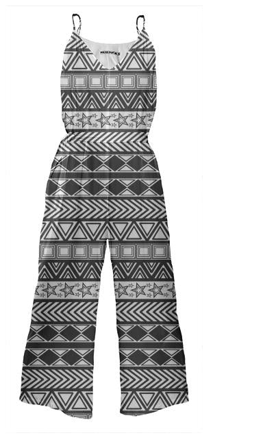 Black And White Tribal Art Jumpsuit
