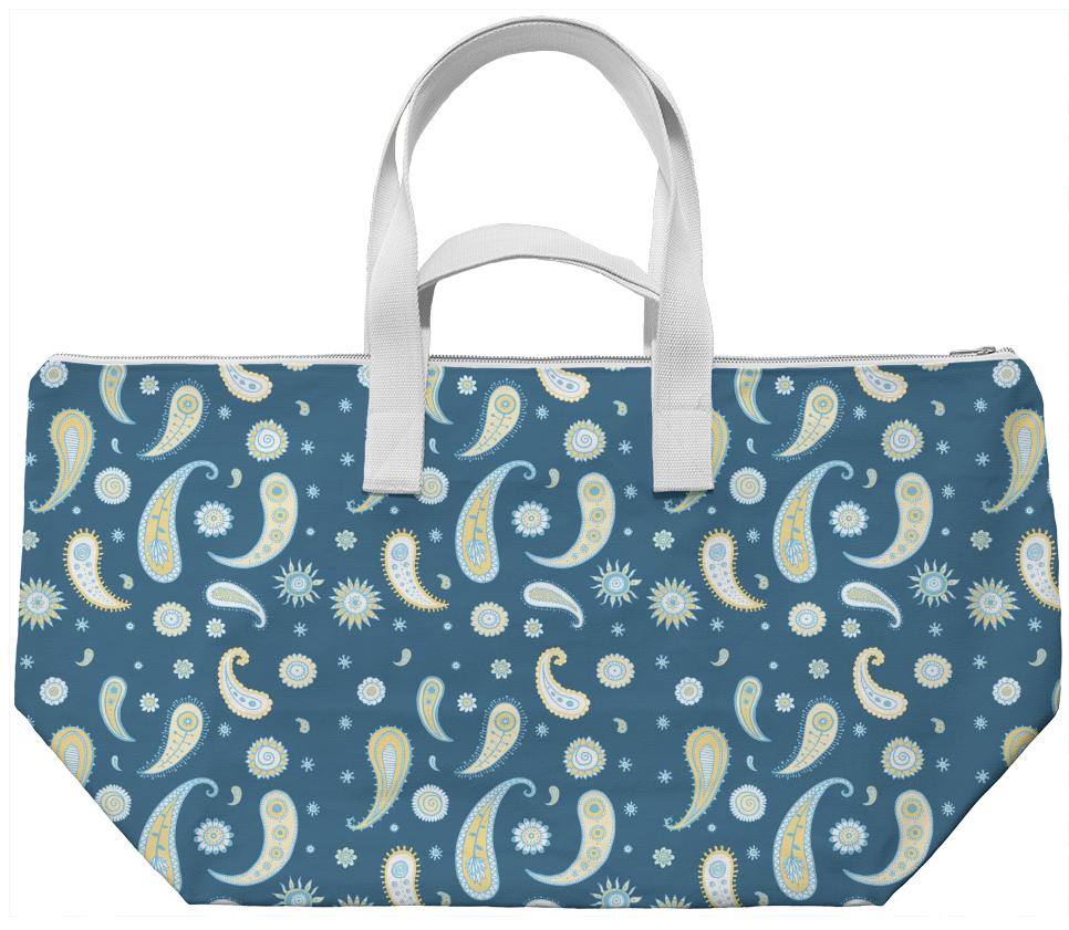 Blue and yellow paisley Weekend Bag