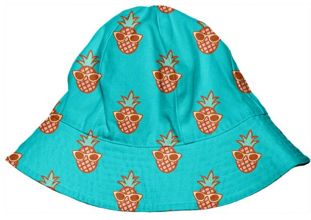 Pineapple with sunglasses kids bucket hat