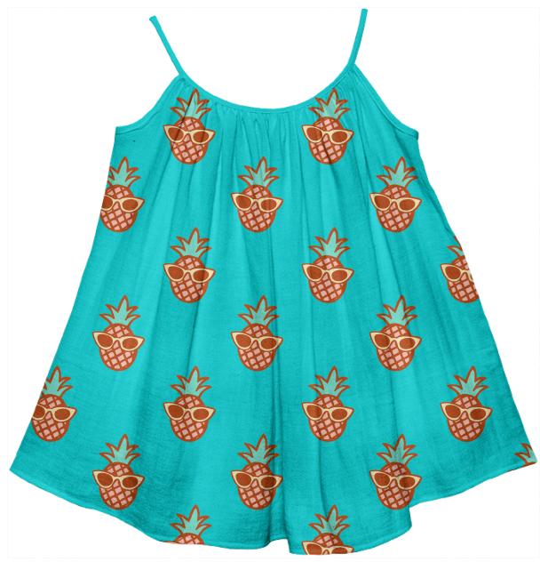 Pineapple with sunglasses kids tent dress