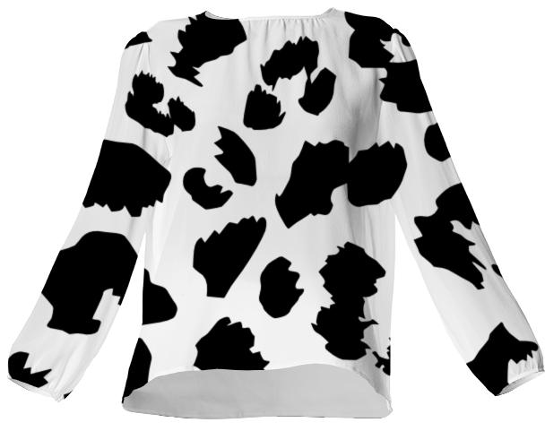VP Silk Top Leopard Animal Print black white