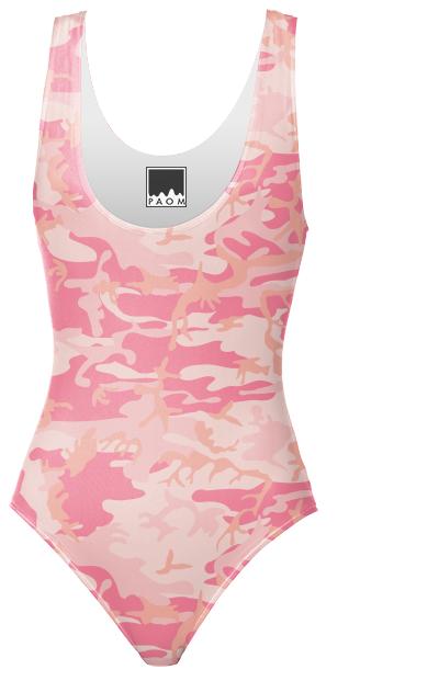 One Piece Swimsuit Pink Camo Girl