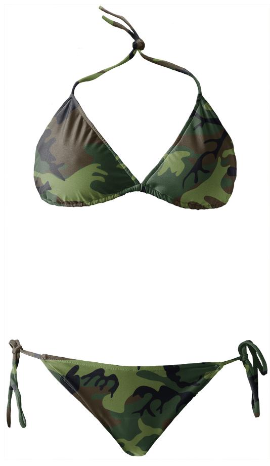 Bikini Camouflage Army Print green