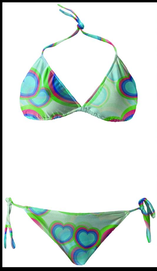 rainbow hearts bikini