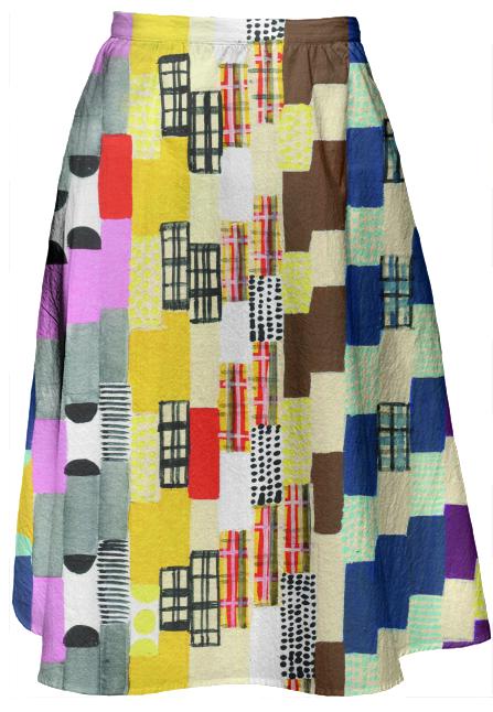 Strip Quilt Midi Skirt