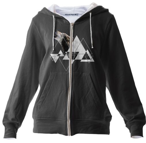 Abstract Howling Wolf Zip up Hoodie