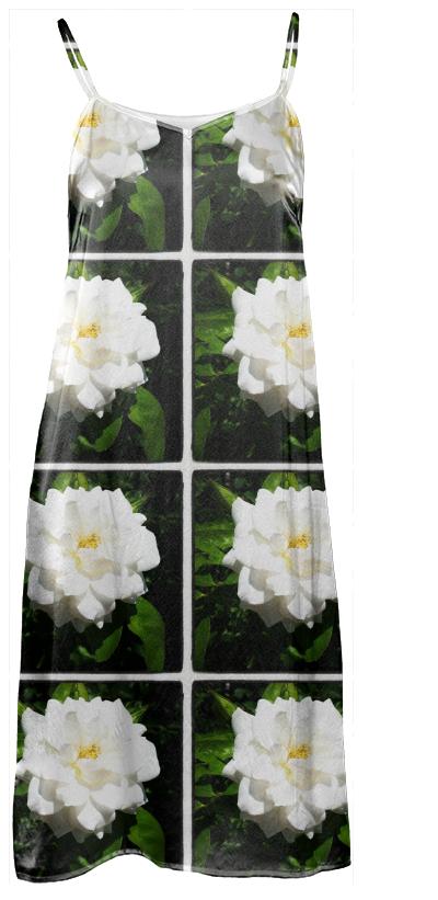 White Flower Slip Dress