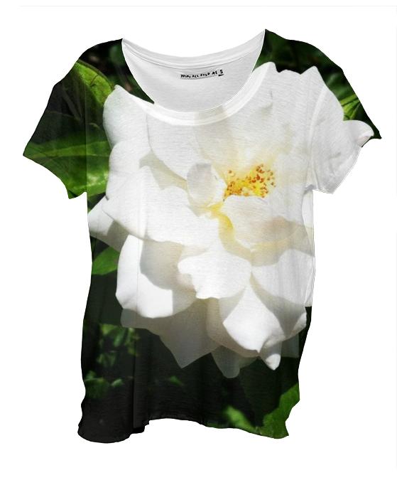 White Flower Drape Shirt