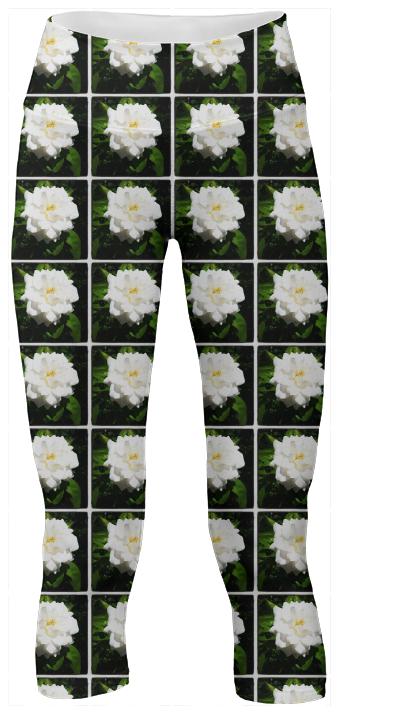 White Flower Yoga Pants