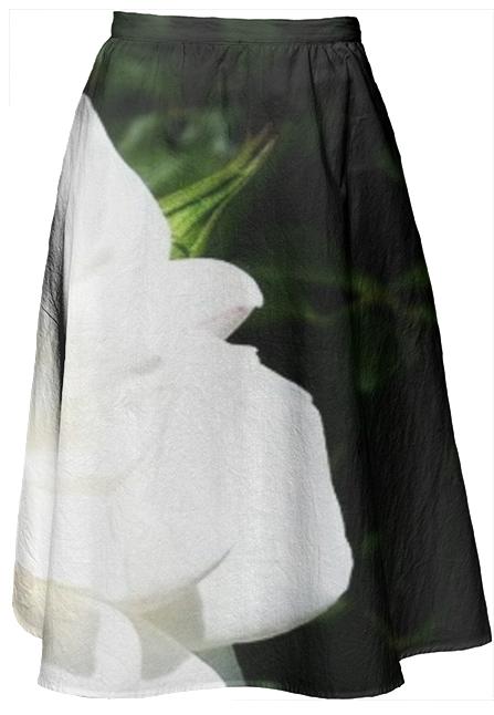 White Flower Midi Skirt