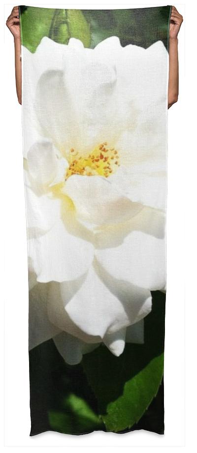 White Flower Wrap Scarf