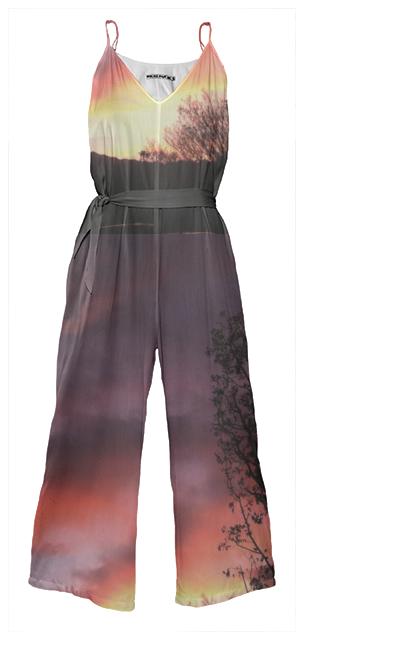 Moody Sunset Tie Waist Jumpsuit