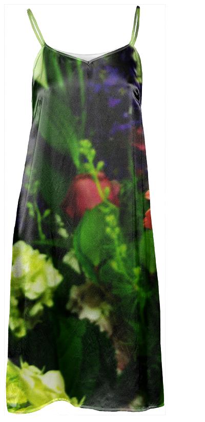 Abstract Bouquet Slip Dress