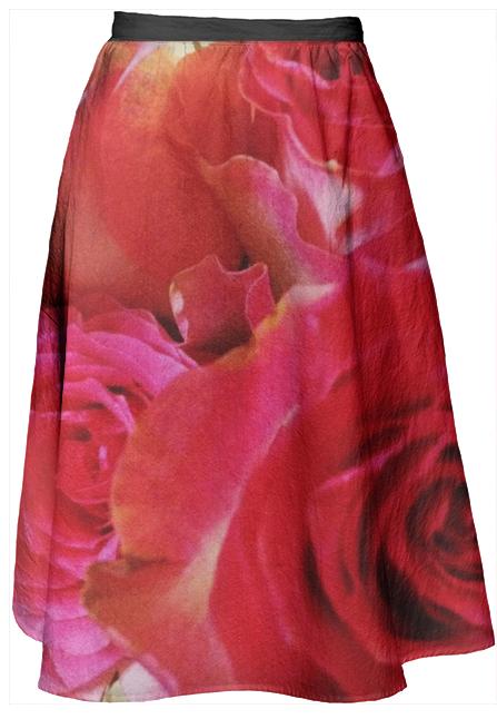 Pink Roses Midi Skirt