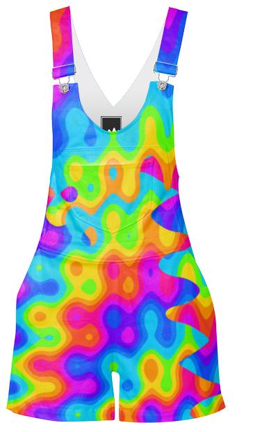 Psychedelic Acid Rainbow Short Overall s