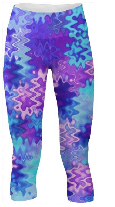Blue and Purple Marble Waves Yoga Pants
