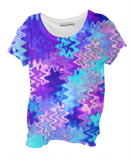 Blue and Purple Marble Waves Drape Shirt