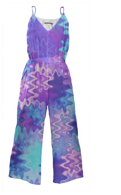 Blue and Purple Marble Waves Jumpsuit