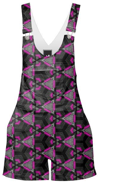 Grey black and pink Geometric Short Over All s
