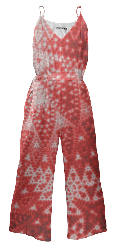 Red Fractal Lace Jumpsuit