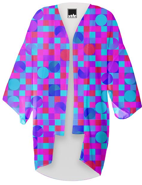 Pink and Blue Check Kimono